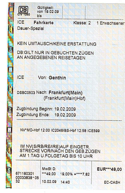 Bahnticket Kleinanzeigen