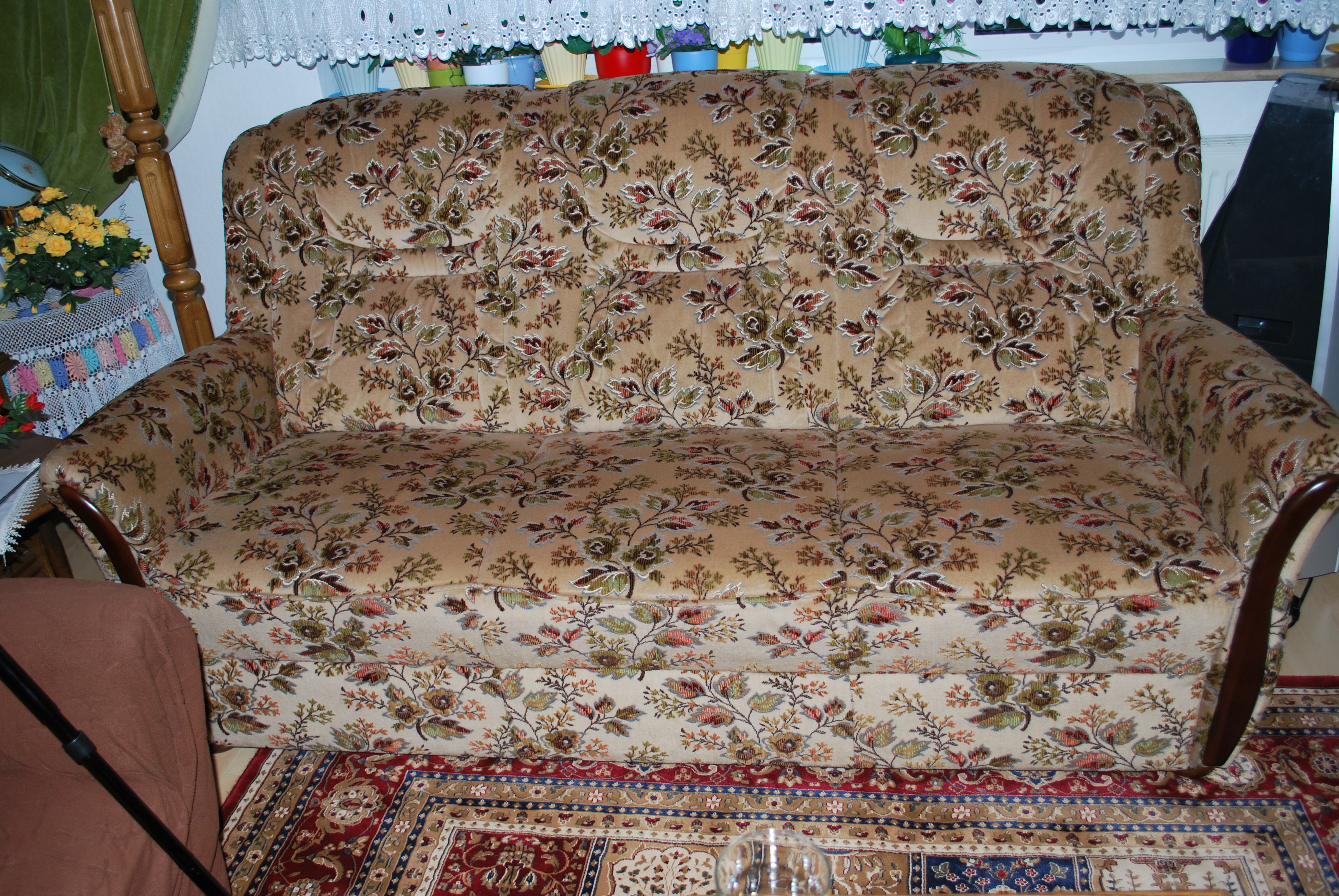 rustikaler Marken Sesselgarnitur Sessel Couch Sitzgarnitur Sofa in