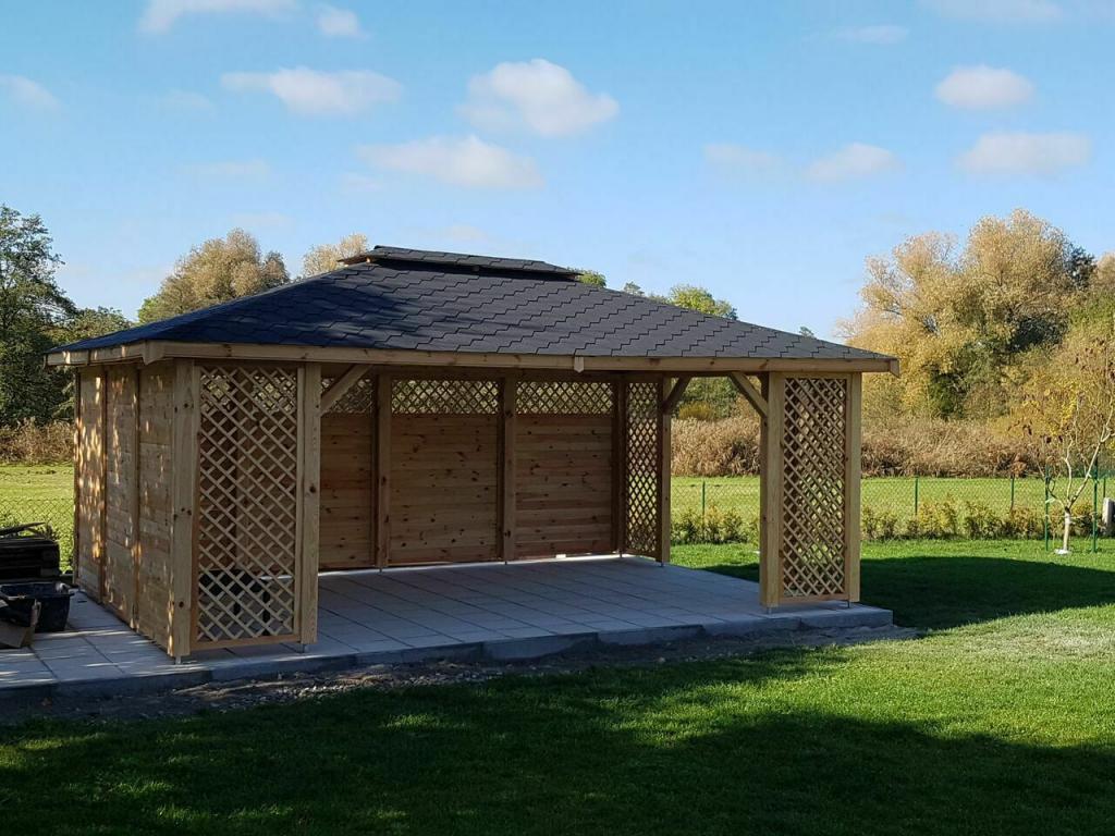 ECK GARTENHÄUSER MIELNO HOLZGARTENLAUBE PAVILLON KIEFERNSCHUPPEN 3x4m
