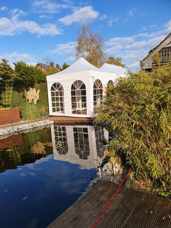 Partyzelt Pavillon Zelte Tische Stühle Hussen mieten für Hochzeit