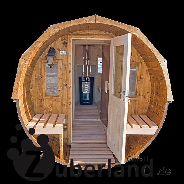 Fass Sauna 4m mit Vorraum und überdachte Sitzmöglichkeit in Delligsen
