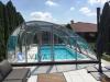 OMEGA Poolüberdachung: 10,  00x 4,  35x 2,  15m hoch VORMONTIERT DACH PC 4mm klar V