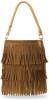 praktische Handtasche Damentasche Beutel Shopper Bag mit Fransen Boho camel