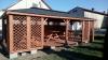 GARTENHAUS GARTENLAUBE KLEBEDACH MIT HOLZ BEDZIN BITUMENSCHINDELN 4x8m PAVILLON 