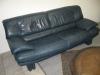 Leder Sofagarnitur 3er Sofa und Sessel,  rundherum dickes Leder in petrol-blau