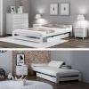 Weißes Bett Holzbett mit Lattenrost Kiefernholz Holzbett 90x200