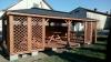 GARTENHAUS GARTENLAUBE KLEBEDACH MIT HOLZ BEDZIN BITUMENSCHINDELN 4x8m