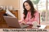 Online Job im Home Office,  Bürotätigkeit am PC als Heimarbeit.