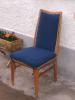 Vier sehr elegante Speisezimmer-Stühle,  Massivholz mit blauem Stoffbezug!