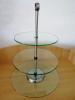 Geschirr: Etagere mit 3 Ebenen aus Glas und Edelstahl,  € 20,  -