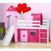 Spielbett Hochbett Bett Set Rutsche Turm Vorhange Mädchen 90x200