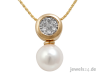 Halskette mit Anhänger,  Collier,  Diamanten,  Süsswasser Zuchtperlen,  Gold günstig
