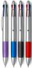 24 Kugelschreiber, 4 Farben, Vierfarbig, Silber-Design