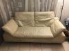 W. Schillig Echtleder Zweisitzer-Sofa Cremeweiß verstellbare Lehnen