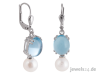 Ohrschmuck,  Ohrringe,  Ohrhänger,  Blautopas Edelsteine,  Süsswasser Zucht- Perlen, 