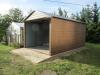Blechgarage 3x5 in Holzoptik mit Satteldach,  mit Schwingtor