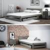 Bett Grau Holzbett mit Lattenrost Kieferholz Kieferbett Kinderbett Einzelbett 90