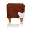 Hocker Sitzhocker Dekohocker Naturleder mit Holzfüßen modern Design Ivo Polster