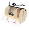 3m Fichten Sauna mit Vorraum 2,  2m Durchmesser und Holzofen,  Saunafass,  Sauna-Fa