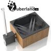 Zuber,  Badebottich,  Badefass,  Outdoor Pool rechteckig 2x1,  7m mit Thermoholzumra