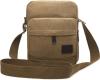 Herren-Leinen-Tasche sportliche Schultertasche breiter Tragegurt braun