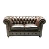 Klassisches Design Sofa im Oxford-Stil,  2-Sitzer,  echtes Leder.