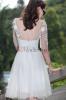 Halbe Ärmeln Tüll kurzes Abschlusskleid mit Applike