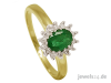 Klassisch eleganter Diamantring,  14 Diamanten,  Smaragd Edelstein,  Gold günstig d