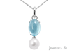 Halsschmuck,  Kette mit Clip Anhänger,  Blautopas Edelstein,  Süsswasser Zucht- Per